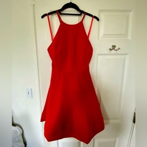 Red Hot Full Skirt Backless Mini Dress